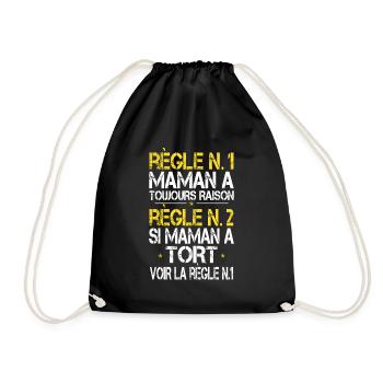 Maman a toujours raison - Idée Cadeau Humour - Sac de sport léger - noir - Devant