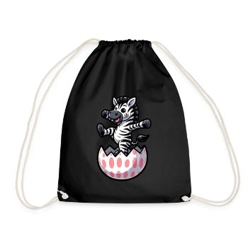 Easter Zebra Comic Easter Egg - Drawstring Bag - black - Front