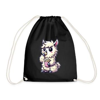 Lama mit Popcorn, Kino Karneval - Turnbeutel - Schwarz - Vorne