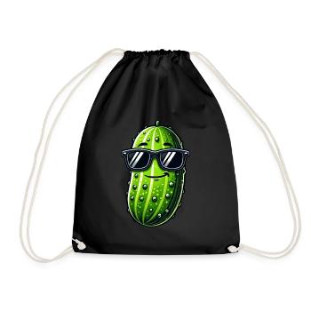 Coole Gurke Sonnenbrille Sommer Gewürzgurke Obst - Turnbeutel - Schwarz - Vorne