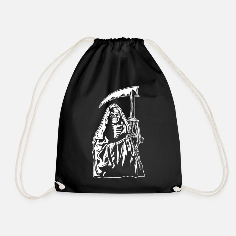 Horror Death Scythe Scary Skeleton Halloween Gift - Drawstring Bag - black