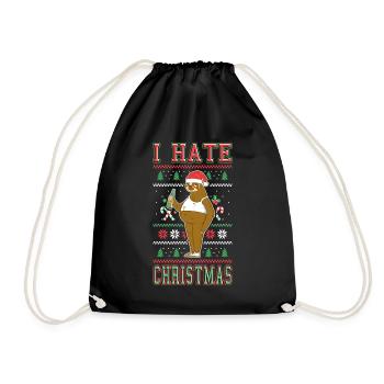 Je déteste Noël en disant drôle de paresseux laid - Sac de sport léger - noir - Devant