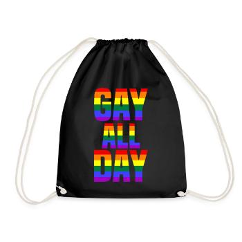 Gay All Day - Drawstring Bag - black - Front