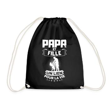 T-shirt Fête des Pères - Papa et Fille - Sac de sport léger - noir - Devant