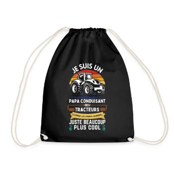 Father's Day T-shirt - Dad Tractor Driver - Drawstring Bag - black - Front
