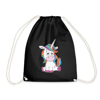 Personalize Cute Unicorn - Drawstring Bag - black - Front