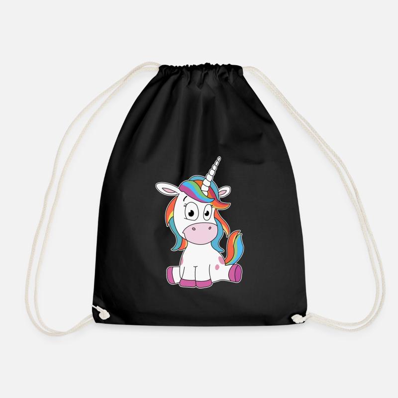 Süßes Einhorn Personalisieren - Turnbeutel - Schwarz