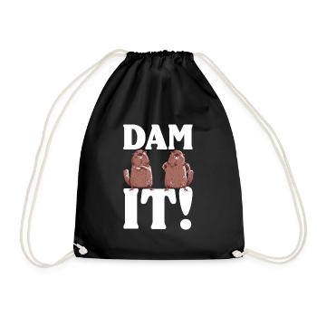 Dam It | Dabbing Beaver Drawing - Drawstring Bag - black - Front