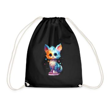 Cute little Sweetheard Kitty Cat Shirt Design - Drawstring Bag - black - Front