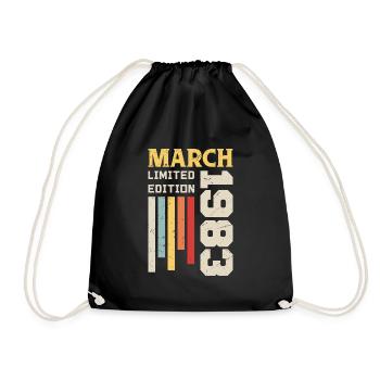 March 1983 - Birthday Gift March 1983 Anniv - Drawstring Bag - black - Front