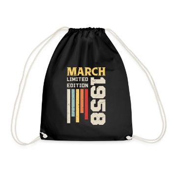 March 1958 - Birthday Gift March 1958 Anniv - Drawstring Bag - black - Front