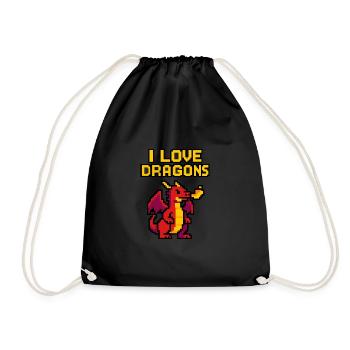 PixelArt I ❤️Dragons - Sac de sport léger - noir - Devant