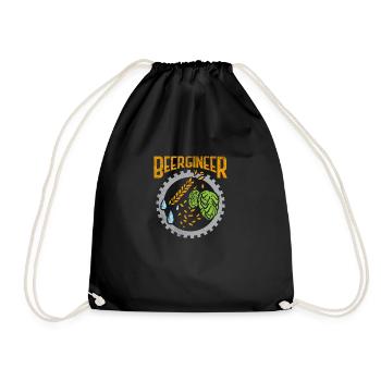 Beergineer Craft Beer Beer Hop Hobby Brewer Bie - Drawstring Bag - black - Front