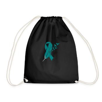 Ovarian Cancer Awareness-Teal Ribbon - Turnbeutel - Schwarz - Vorne