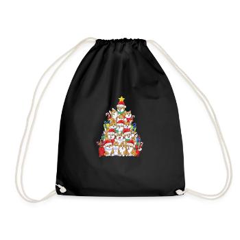 Lustiger Corgi Weihnachtsbaum Weihnachten Geschenk - Turnbeutel - Schwarz - Vorne