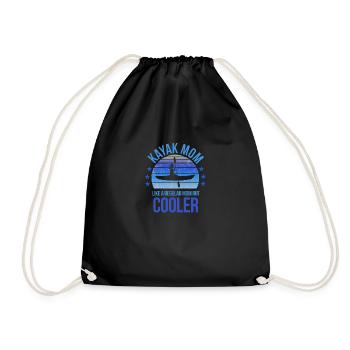 Kayak Mom Mothers Day Kayaking Fan Birthday Funny - Drawstring Bag - black - Front