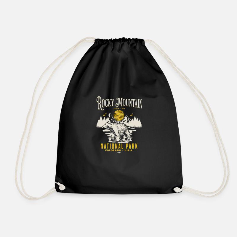Rocky Mountain National Park Fun Landscape - Drawstring Bag - black