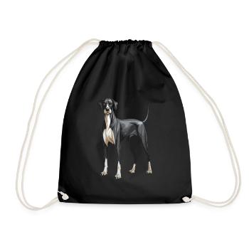 Great Dane Dog - Drawstring Bag - black - Front