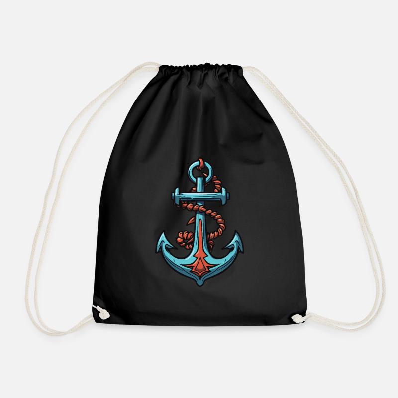 Anker Design - Turnbeutel - Schwarz