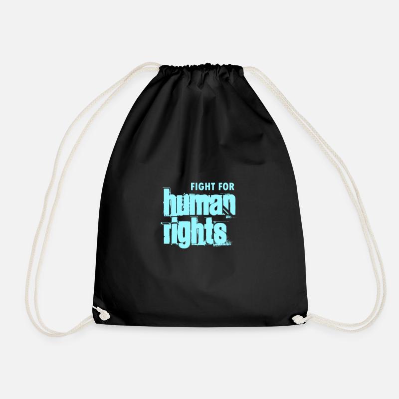 fight for human rights - Drawstring Bag - black