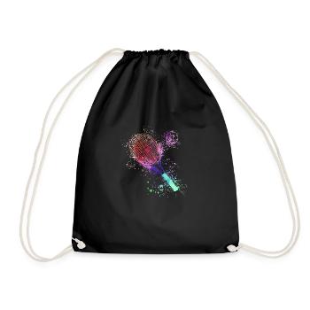 tennis,racket,ball,graffiti,blue,painting,colorful - Drawstring Bag - black - Front
