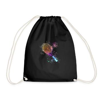 tennis,racket,ball,graffiti,blue,painting,colorful - Drawstring Bag - black - Front