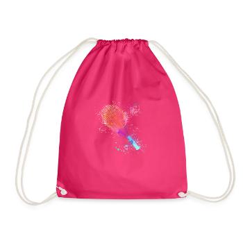 tennis,racket,ball,graffiti,blue,painting,colorful - Drawstring Bag - fuchsia - Front