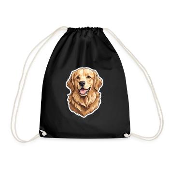 Niedliche Karikatur Goldener Retriver - Turnbeutel - Schwarz - Vorne