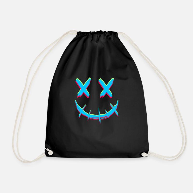 Smile mit x Augen - Turnbeutel - Schwarz