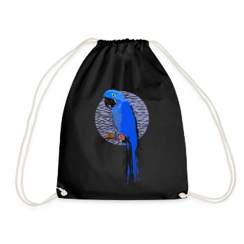 Hyacinth Macaw - color blob on a circle - Drawstring Bag - black - Front