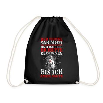 Der Teufel Sah Mich Mit Gesenktem Haupt Bis Ich Am - Turnbeutel - Schwarz - Vorne
