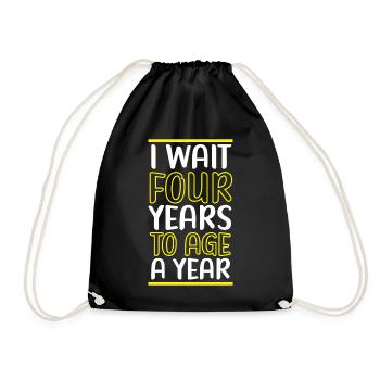 Happy Birthday Leap Year February 29 Leap Day - Drawstring Bag - black - Front