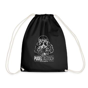 PUDELTASTISCH Zwergpudel Spruch Hundespruch Hunde - Turnbeutel - Schwarz - Vorne