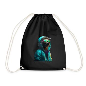 Hyena with sunglasses Colorful Cool hyenas Africa - Drawstring Bag - black - Front