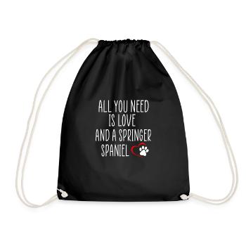 Springer spaniel quotes - Drawstring Bag - black - Front