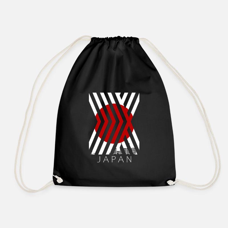 Japan Flag Used Look Nihon Japanese Flag - Drawstring Bag - black