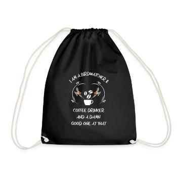 Bird Watching Bird Watching Birding Coffee - Drawstring Bag - black - Front