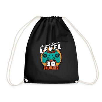 30. Geburtstag Level 30 Spieler - Turnbeutel - Schwarz - Vorne