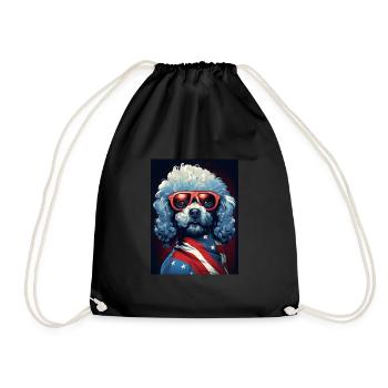 Cool Poodle with Sunglasses - Drawstring Bag - black - Front