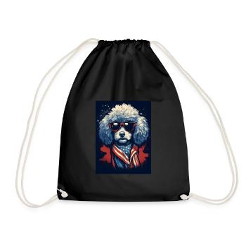 Cool Poodle with Sunglasses - Drawstring Bag - black - Front