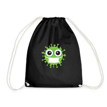 Corona bacteria with face mask - Drawstring Bag - black - Front
