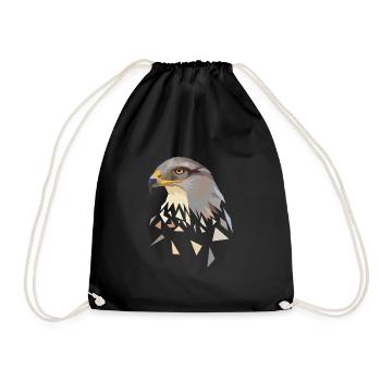 Eagle Geometric Low Poly Eagle's Head - Drawstring Bag - black - Front