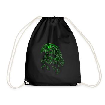 Eagle geometric green - Drawstring Bag - black - Front