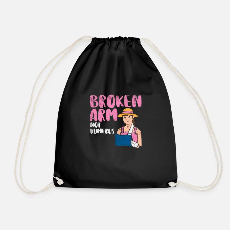 Broken Arm Not Humerus - Drawstring Bag - black
