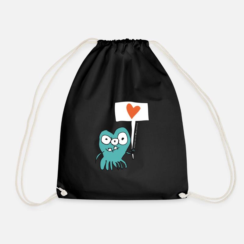 Lovemonster_URL - Drawstring Bag - black