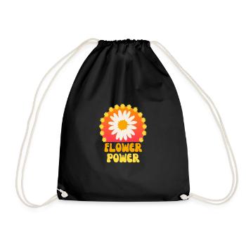 Flower Power Pâquerette Géante 60 s 70 s - Sac de sport léger - noir - Devant