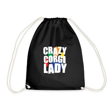 Crazy Corgi Dog Corgi Owner - Drawstring Bag - black - Front
