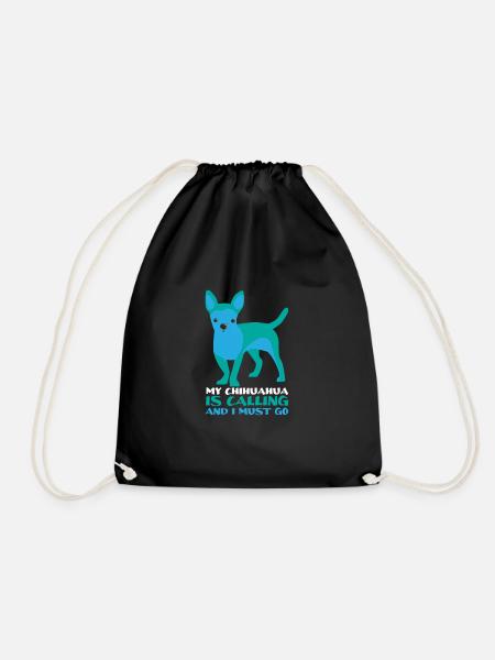 Chihuahua Dog - Drawstring Bag - black