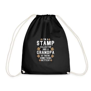 Stamps collect stamp collection - Drawstring Bag - black - Front