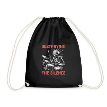 Squelette de crâne de batteur sur la batterie - Sac de sport léger - noir - Devant